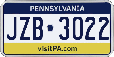 PA license plate JZB3022