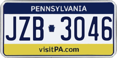 PA license plate JZB3046