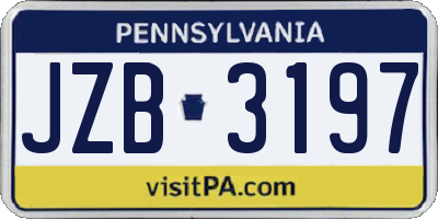 PA license plate JZB3197