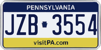 PA license plate JZB3554