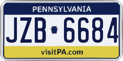 PA license plate JZB6684