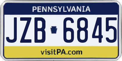 PA license plate JZB6845