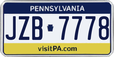 PA license plate JZB7778