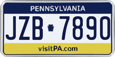 PA license plate JZB7890