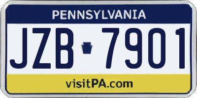 PA license plate JZB7901