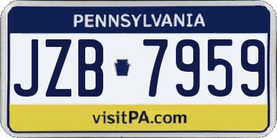 PA license plate JZB7959
