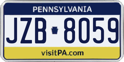 PA license plate JZB8059