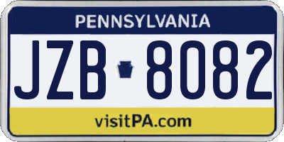 PA license plate JZB8082