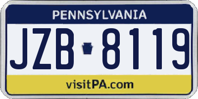 PA license plate JZB8119