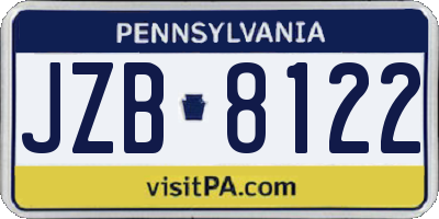 PA license plate JZB8122