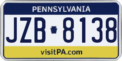 PA license plate JZB8138