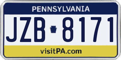 PA license plate JZB8171
