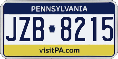 PA license plate JZB8215