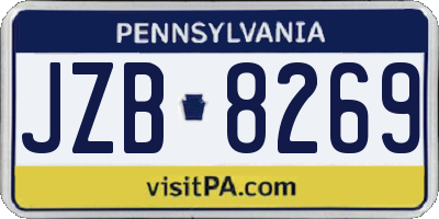 PA license plate JZB8269