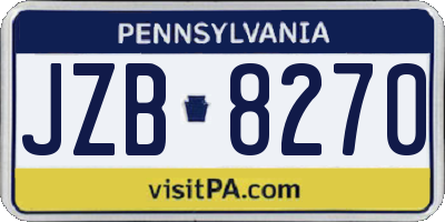 PA license plate JZB8270