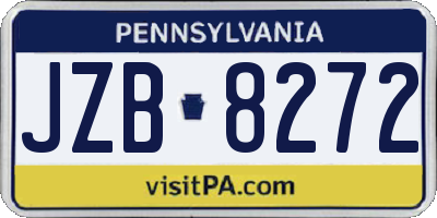 PA license plate JZB8272