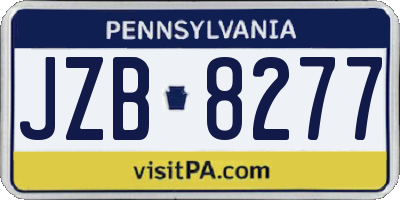 PA license plate JZB8277