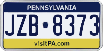 PA license plate JZB8373