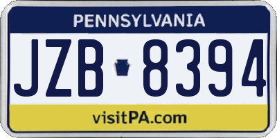 PA license plate JZB8394