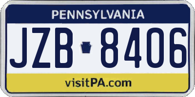 PA license plate JZB8406