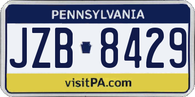 PA license plate JZB8429