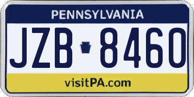 PA license plate JZB8460