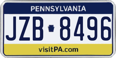 PA license plate JZB8496
