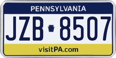 PA license plate JZB8507