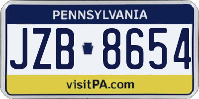 PA license plate JZB8654