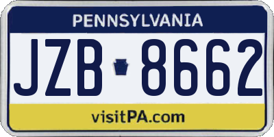 PA license plate JZB8662