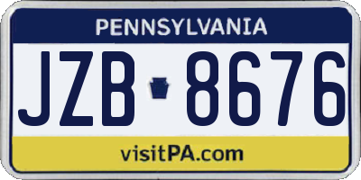 PA license plate JZB8676