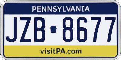 PA license plate JZB8677