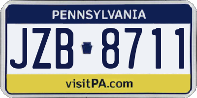 PA license plate JZB8711