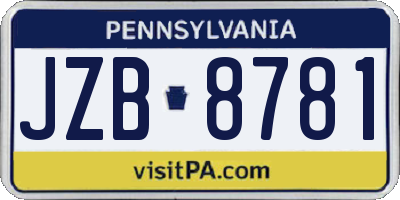 PA license plate JZB8781