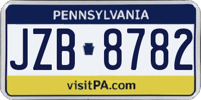 PA license plate JZB8782