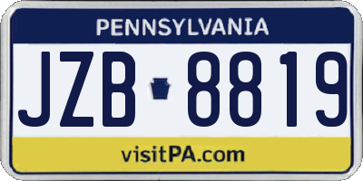 PA license plate JZB8819