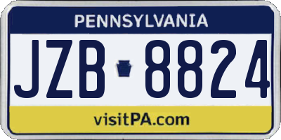 PA license plate JZB8824