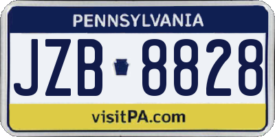 PA license plate JZB8828