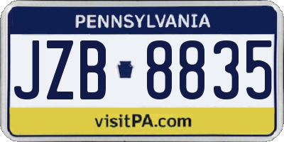 PA license plate JZB8835