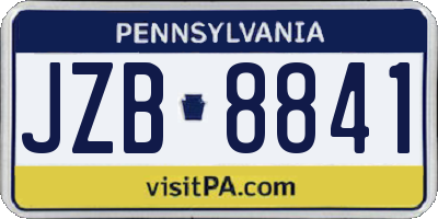 PA license plate JZB8841