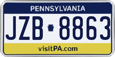 PA license plate JZB8863