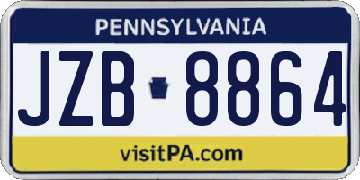 PA license plate JZB8864
