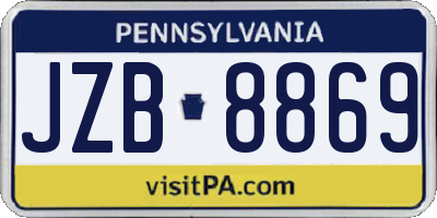 PA license plate JZB8869