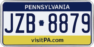 PA license plate JZB8879