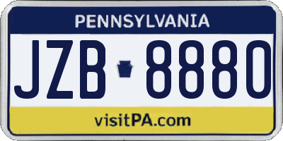 PA license plate JZB8880