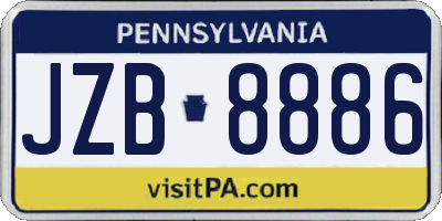 PA license plate JZB8886
