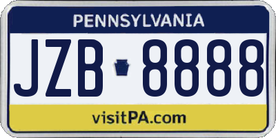 PA license plate JZB8888