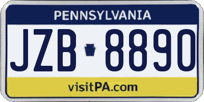 PA license plate JZB8890