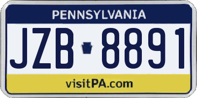 PA license plate JZB8891