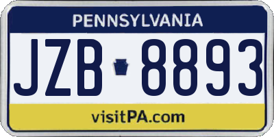 PA license plate JZB8893